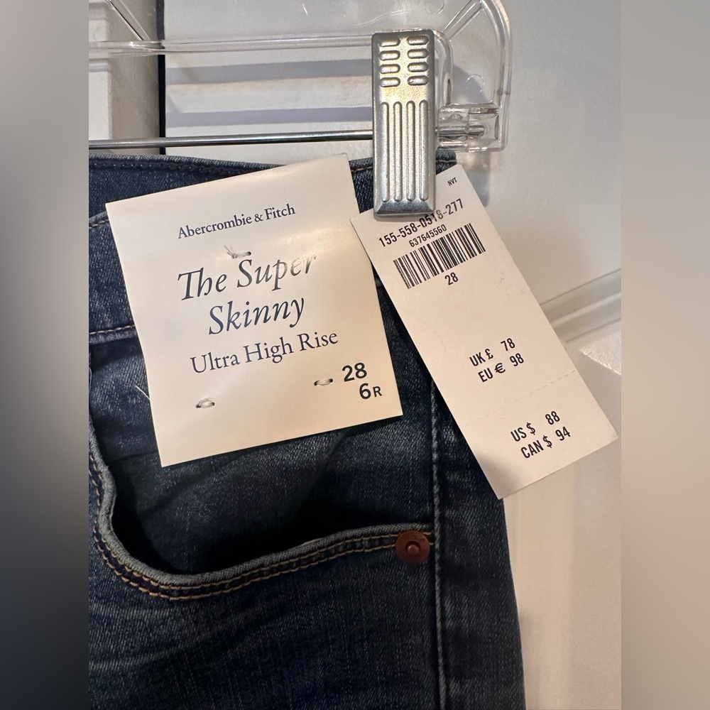 NWT - super skinny high rise distressed jeans - med/dark wash. - Picture 4 of 5